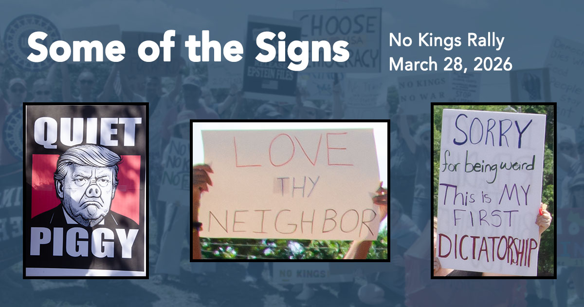 Signs of No Kings, Brandon Florida, March 28, 2026